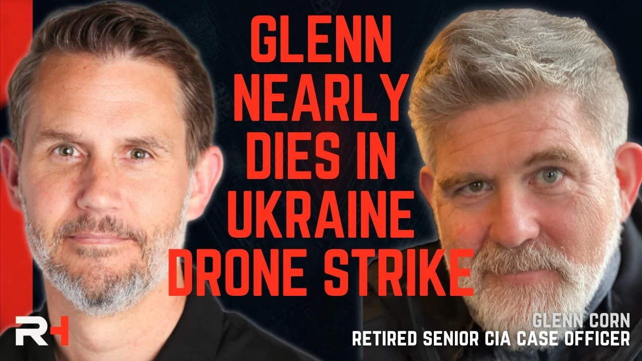 Glenn Corn in the released Restricted Handling artwork about the drone strike near his delegation’s train in Ukraine