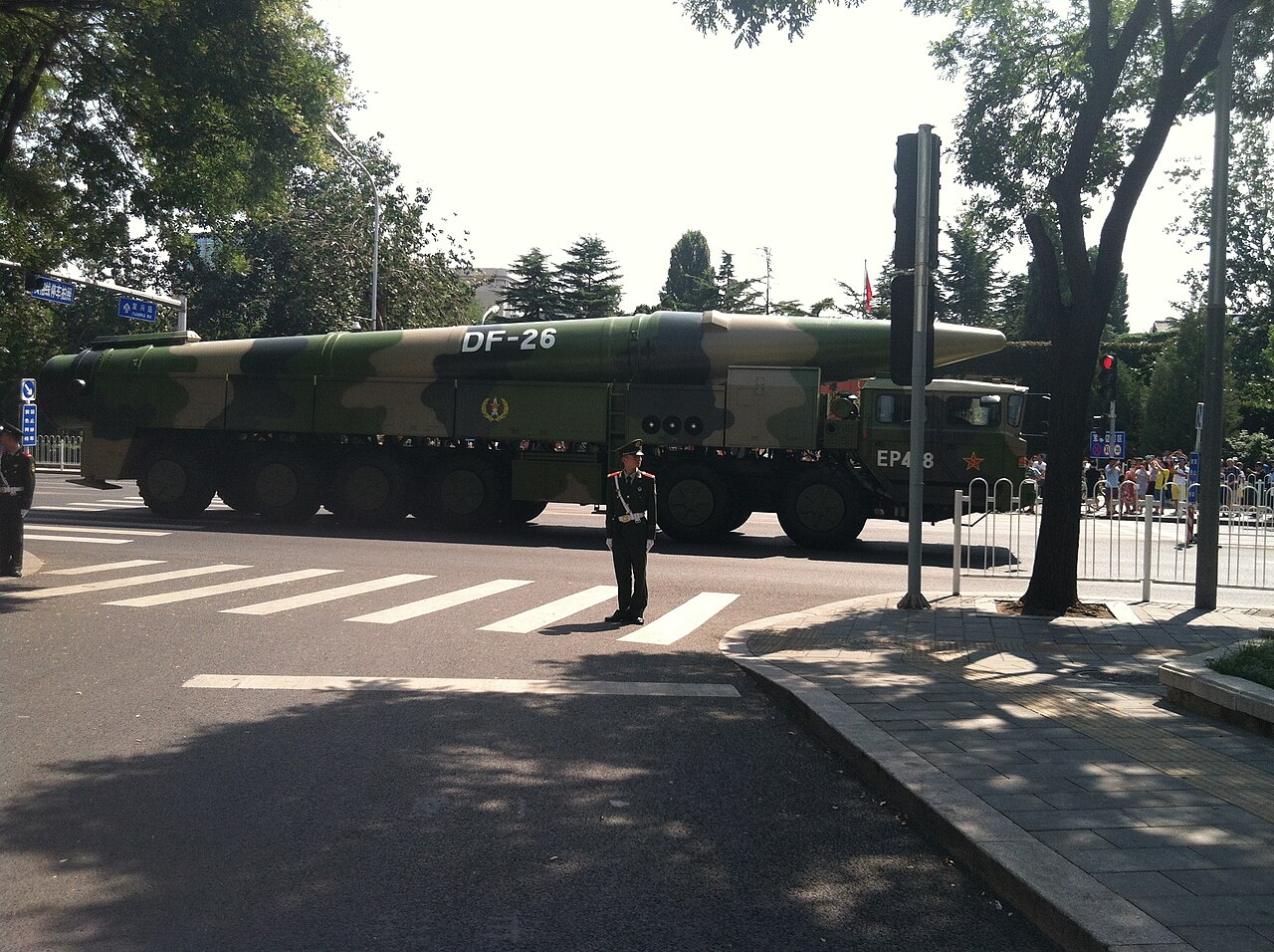 DF-26 missile canister and road-mobile launcher
