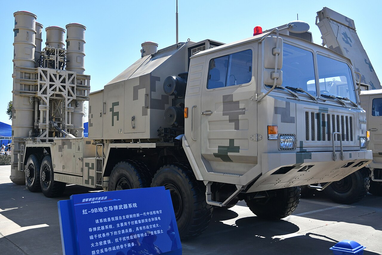 HQ-9B surface-to-air missile launcher on display