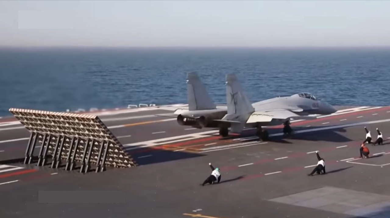 J-15T carrier fighter on the deck of Fujian