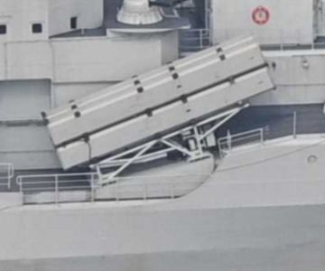 YJ-12A anti-ship missile launch canisters on a ship