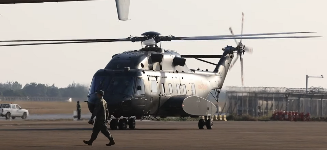 Z-8L transport helicopter in 2024 air-show footage