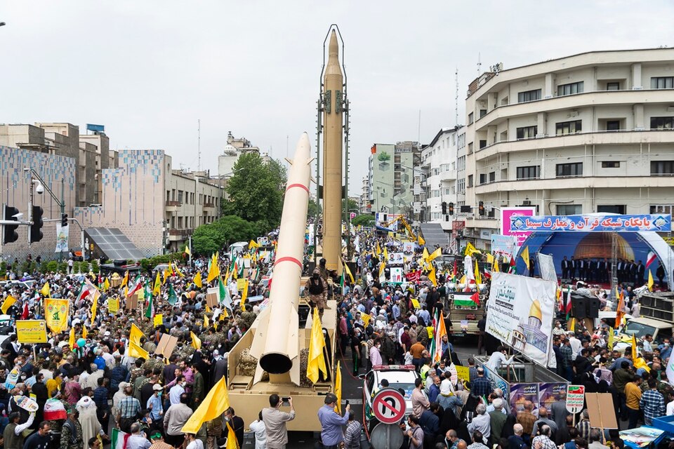 Iranian Kheibar Shekan missiles on mobile launchers