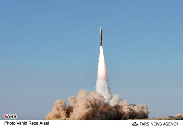 Iranian Sejjil missile launching during a test