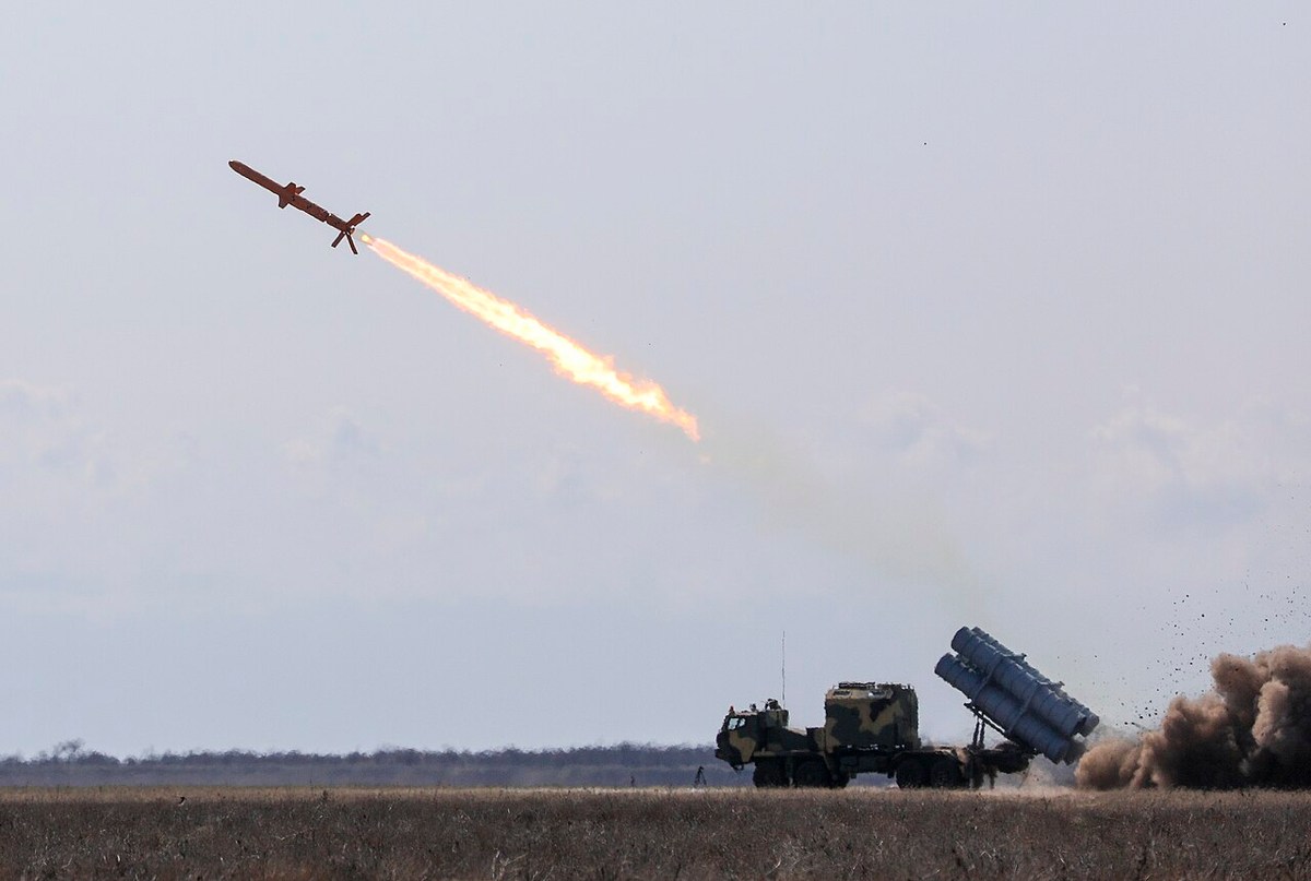 Neptune cruise missile in a historical Ukrainian test photograph
